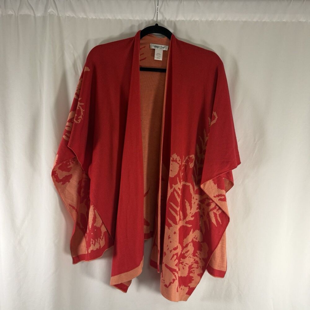 Coldwater Creek Wrap Cover Women's OS One Size Orange Red Knit Stretch Pullover
